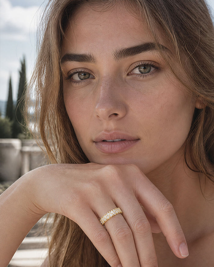 The Becoming Sunburst Stacking Ring