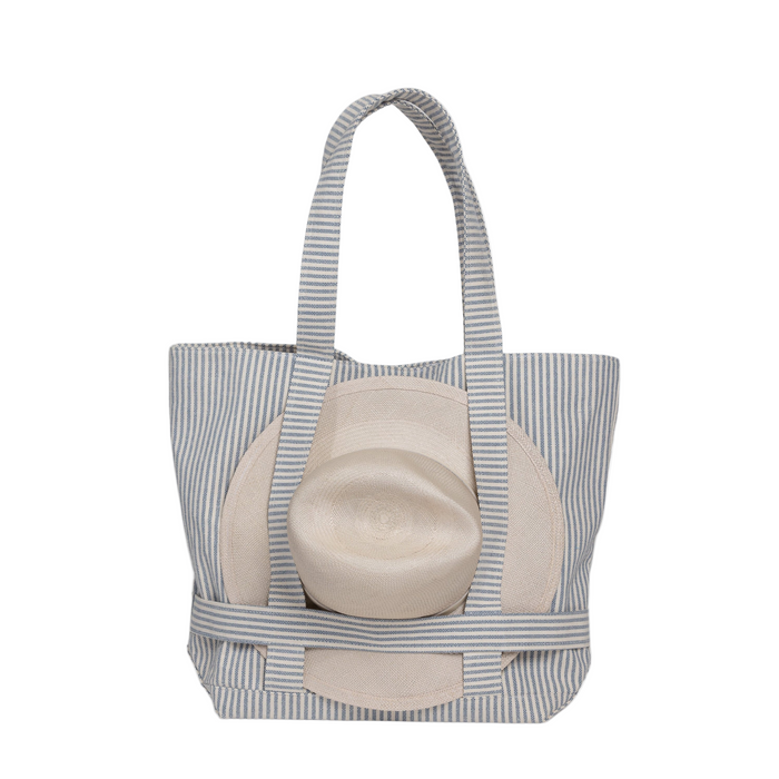 The Original Canvas Traveler Bag- Navy Stripe - The Well Appointed House