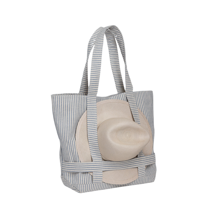 The Original Canvas Traveler Bag- Navy Stripe - The Well Appointed House