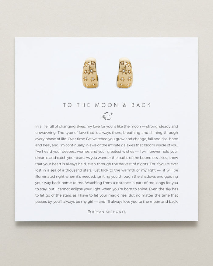 Bryan Anthonys To The Moon And Back Gold Hoop Earrings On Card