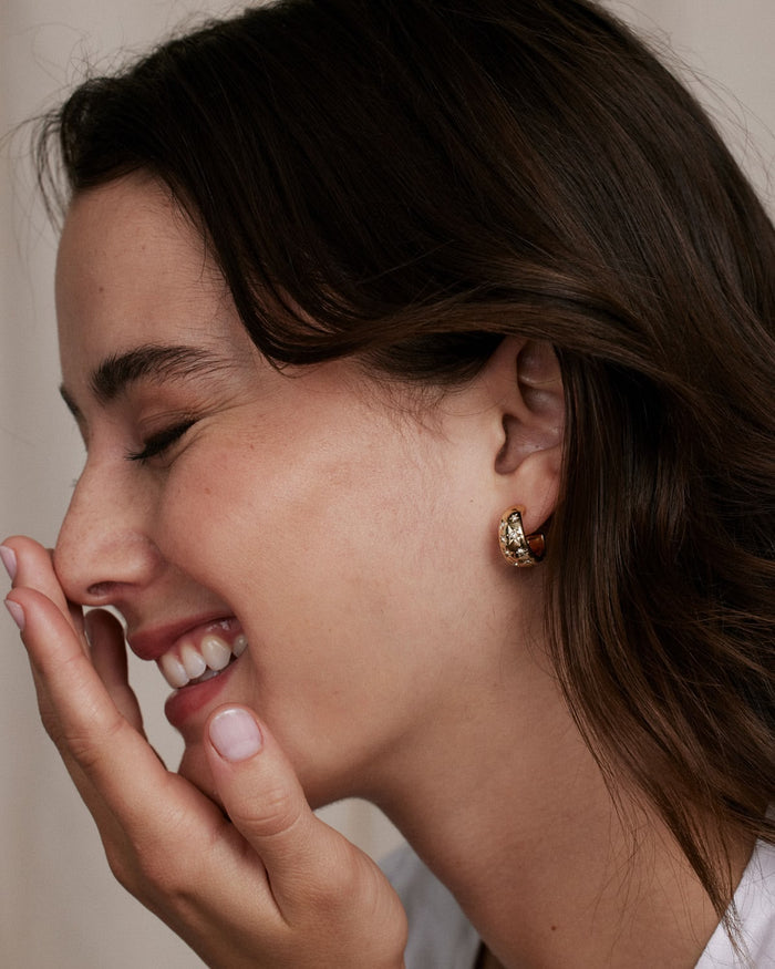 Bryan Anthonys Gold To The Moon and Back Hoop Earrings On Model