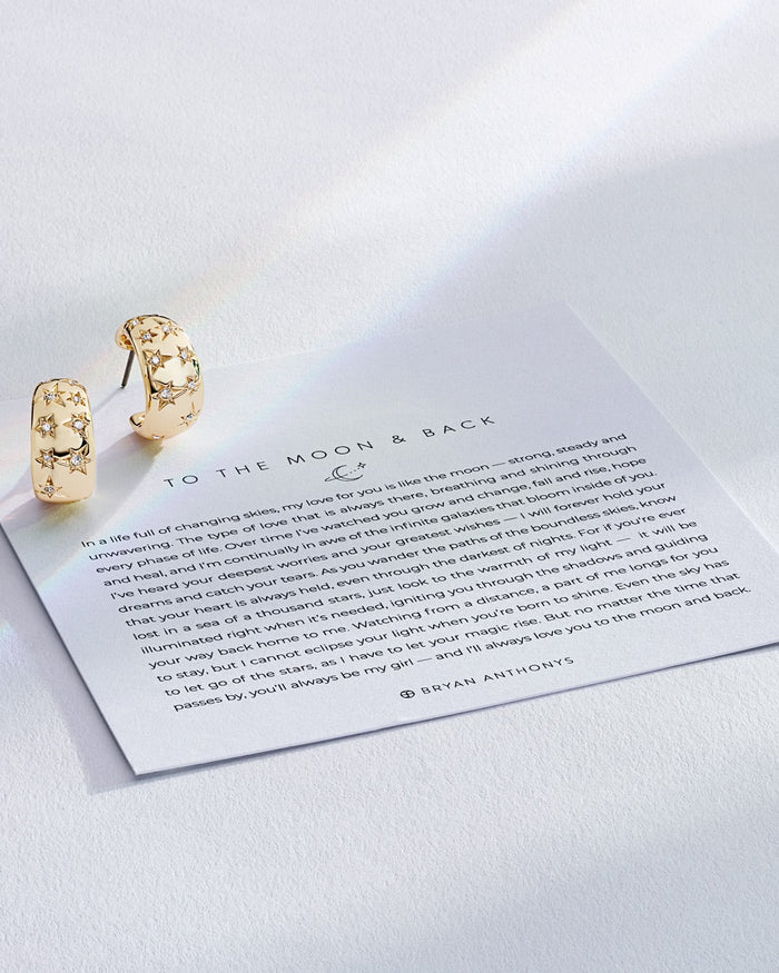 Bryan Anthonys To The Moon And Back Gold Hoop Earrings On Card Dynamic