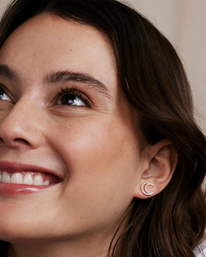 Bryan Anthonys Gold To TheMoon and Back Stud Earrings On Model