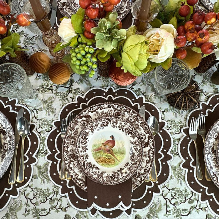 Toile de Jouy Birds in Sage Tablecloth - The Well Appointed House