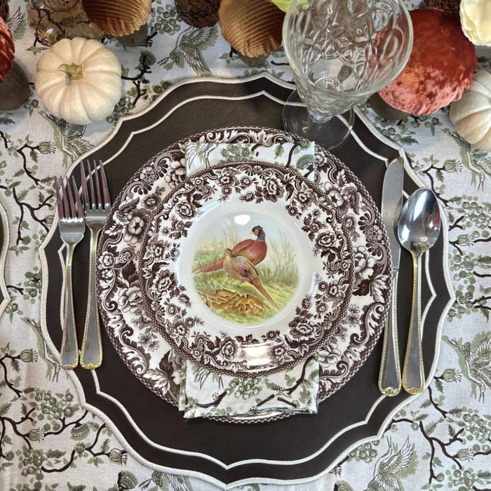 Toile de Jouy Birds in Sage Tablecloth - The Well Appointed House