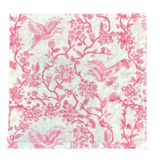 Toile de Jouy Birds Napkins in Pink