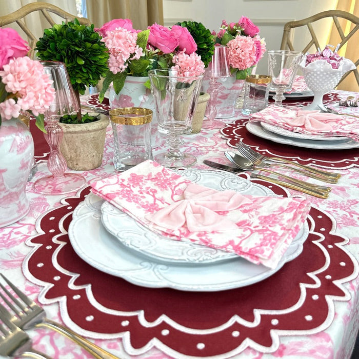 Toile de Jouy Birds Napkins in Pink