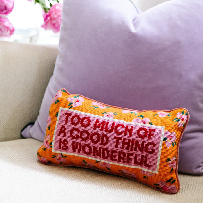 Too Much Needlepoint Pillow - The Well Appointed House