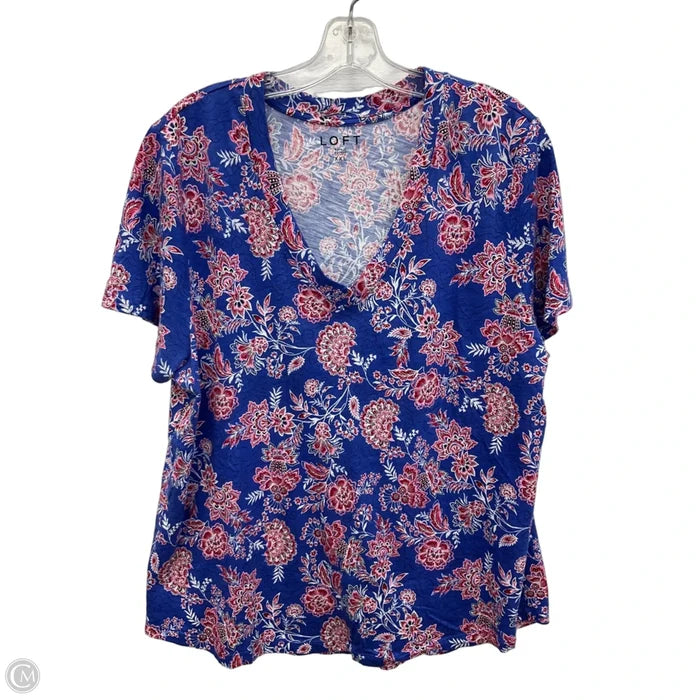 Top Short Sleeve By Loft In Blue & Pink, Size: Xxl