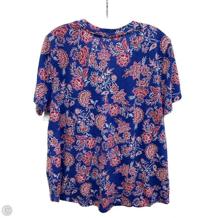 Top Short Sleeve By Loft In Blue & Pink, Size: Xxl