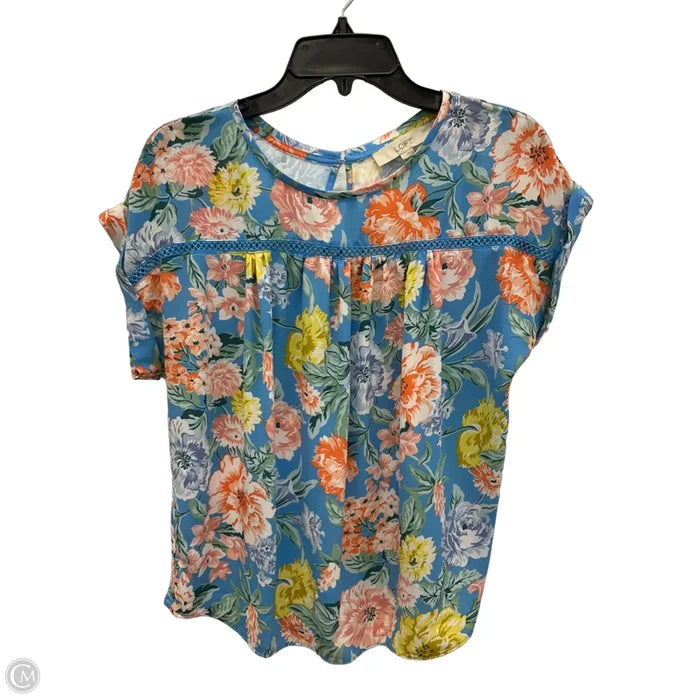 Top Short Sleeve By Loft In Floral Print, Size: S