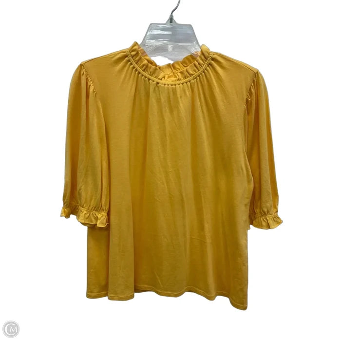 Top Short Sleeve By Loft In Yellow, Size: M