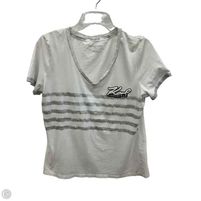 Top Short Sleeve Designer By Karl Lagerfeld In White, Size: M