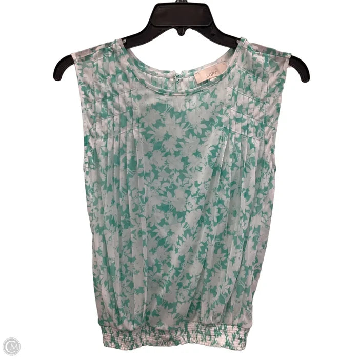 Top Sleeveless By Loft In Green & White, Size: S