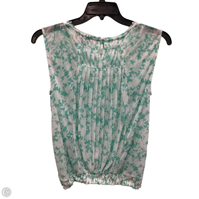 Top Sleeveless By Loft In Green & White, Size: S