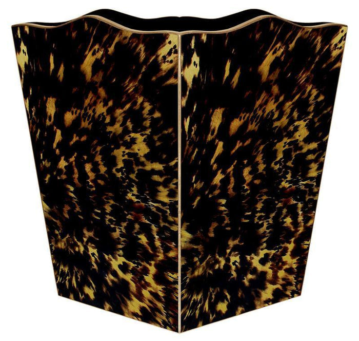 Tortoise Shell Decoupage Wastebasket and Optional Tissue Box Cover - Wastebasket Sets - The Well Appointed House