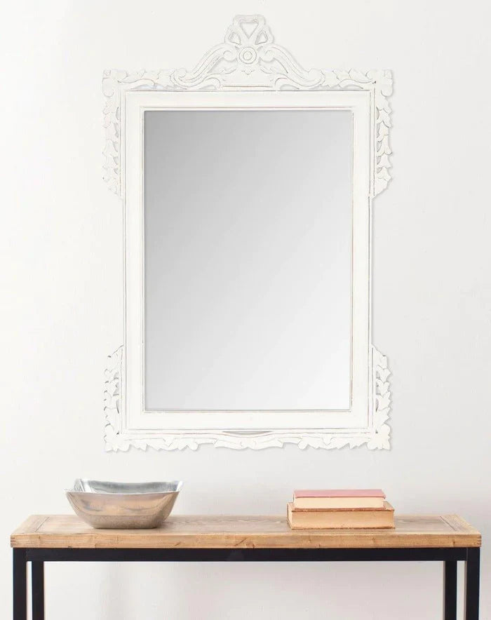 Traditional Rectangular Mirror in Antique White - Wall Mirrors - The Well Appointed House