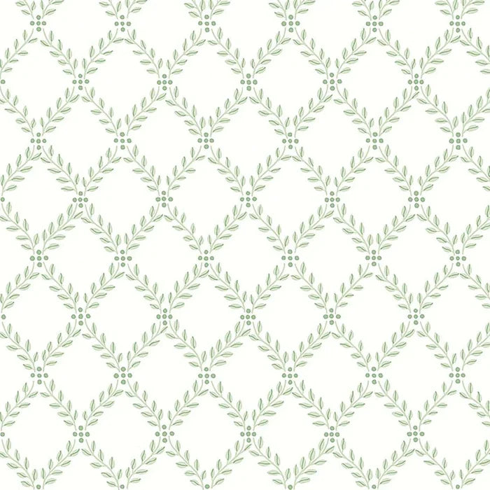 Schumacher Trellis Leaves Wallpaper in Leaf - Wallpaper - The Well Appointed House