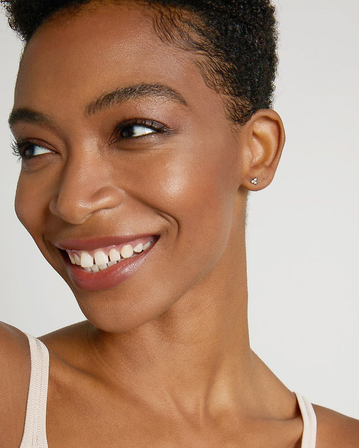 Bryan Anthonys Dainty Tribe Gold Stud Earrings On Model