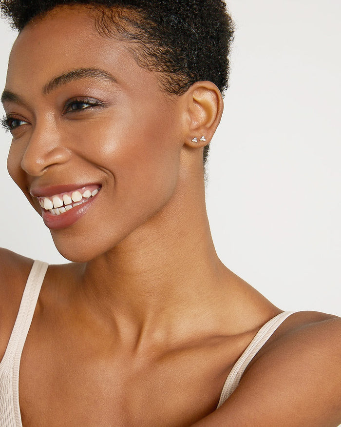 Bryan Anthonys Dainty Tribe Gold Stud Earrings On Model