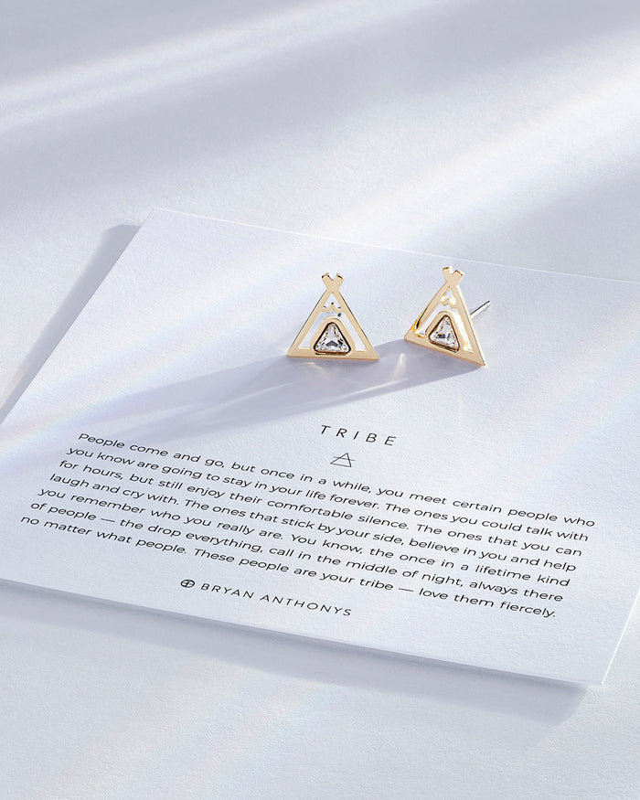 Tribe Friendship Earrings on card in 14k gold finish