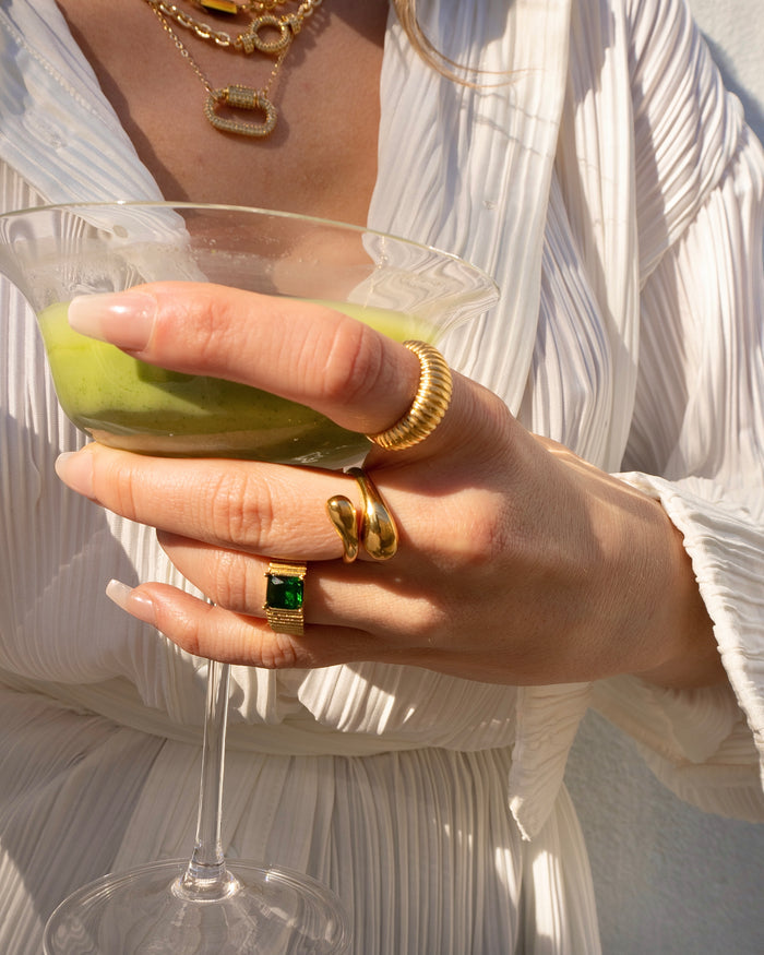 Close up of the Trisha ring from the BBT x Rachael capsule collection