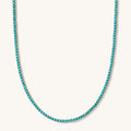 Turquoise Everyday Tennis necklace with simulated turquoise stones in 14k gold plate