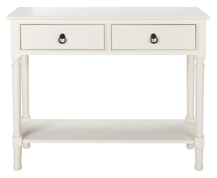 Two Drawer Textured Classic Contemporary Console in White - Sideboards & Consoles -  The Well Appointed House