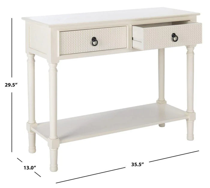 Two Drawer Textured Classic Contemporary Console in White - Sideboards & Consoles -  The Well Appointed House