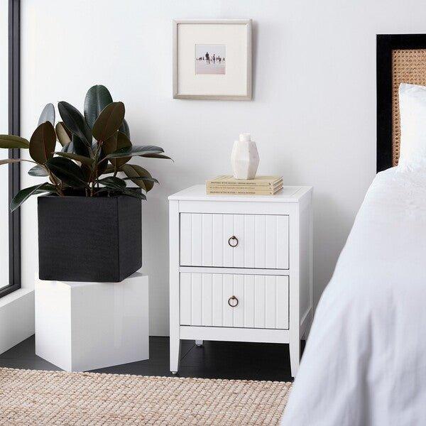 Two Drawer White Mahogany Nightstand - Nightstands & Chests - The Well Appointed House