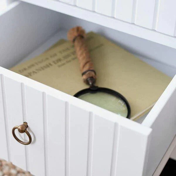 Two Drawer White Mahogany Nightstand - Nightstands & Chests - The Well Appointed House