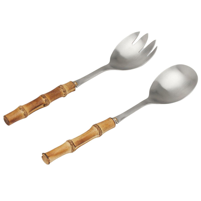 Two Piece Bamboo and Stainless Steel Serving Set - Serveware - The Well Appointed House
