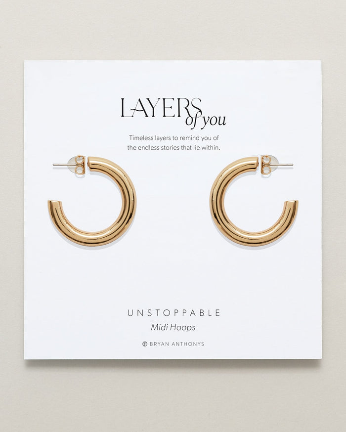 Bryan Anthonys Layers of You Gold Unstoppable Midi Hoops On Card