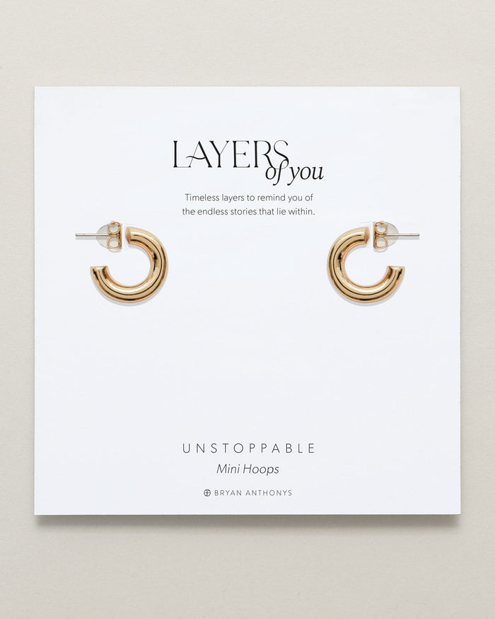 Bryan Anthonys Layers of You Gold Unstoppable Mini Hoops On Card