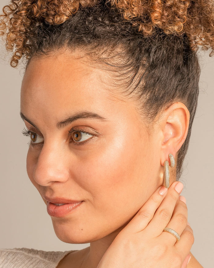 Bryan Anthonys Unstoppable Pave Midi Hoops On Model