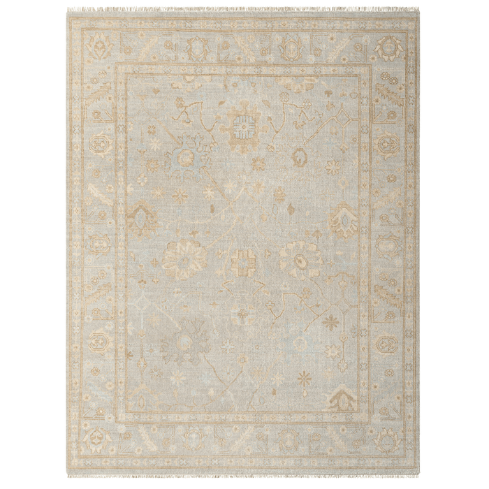 Ushak Light Blue, Denim & Brown Hand Knotted Wool Area Rug - Available in a Variety of Sizes - Rugs - The Well Appointed House