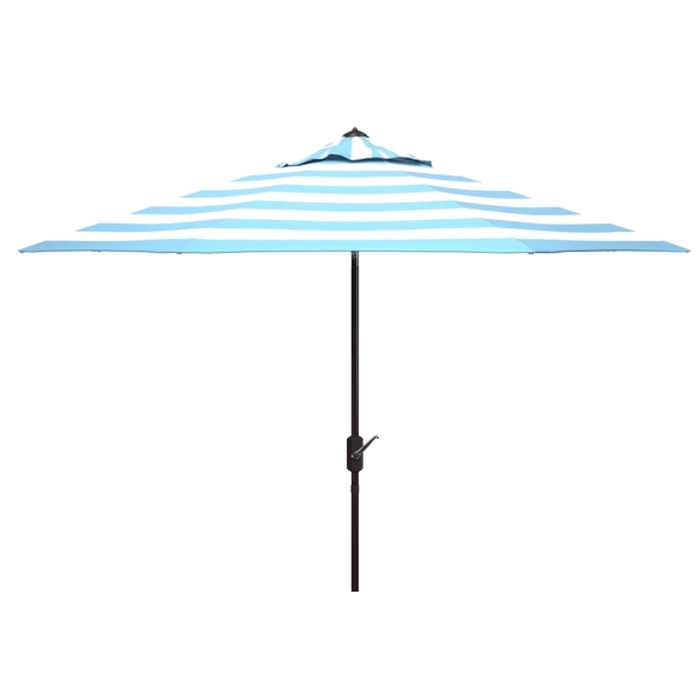 UV Resistant Aqua Blue & White Striped 9' Auto Tilt Outdoor Patio Umbrella - Outdoor Umbrellas - The Well Appointed House