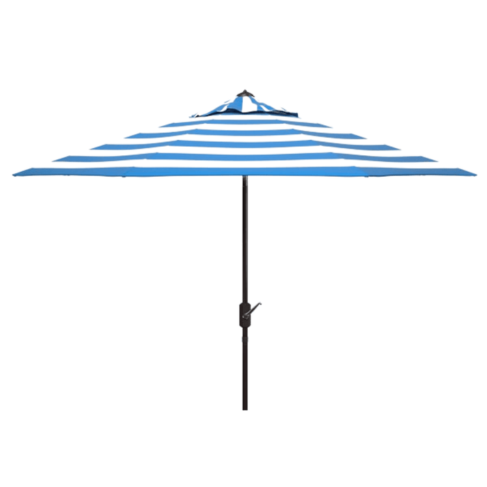 UV Resistant Blue & White Striped 9' Auto Tilt Outdoor Patio Umbrella - Outdoor Umbrellas - The Well Appointed House