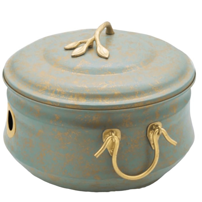 Verdigris & Brass Hose Pot with Lid - Garden Tools & Accessories - The Well Appointed House