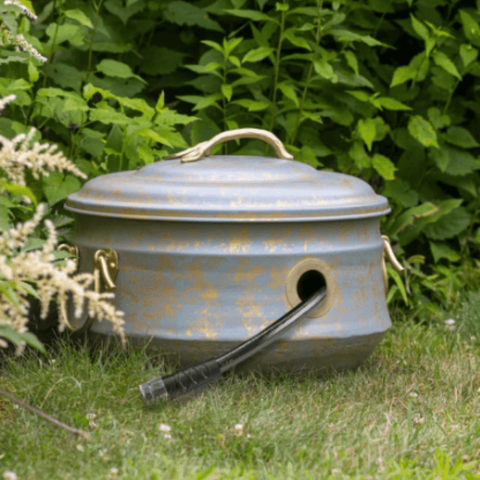Verdigris & Brass Hose Pot with Lid - Garden Tools & Accessories - The Well Appointed House