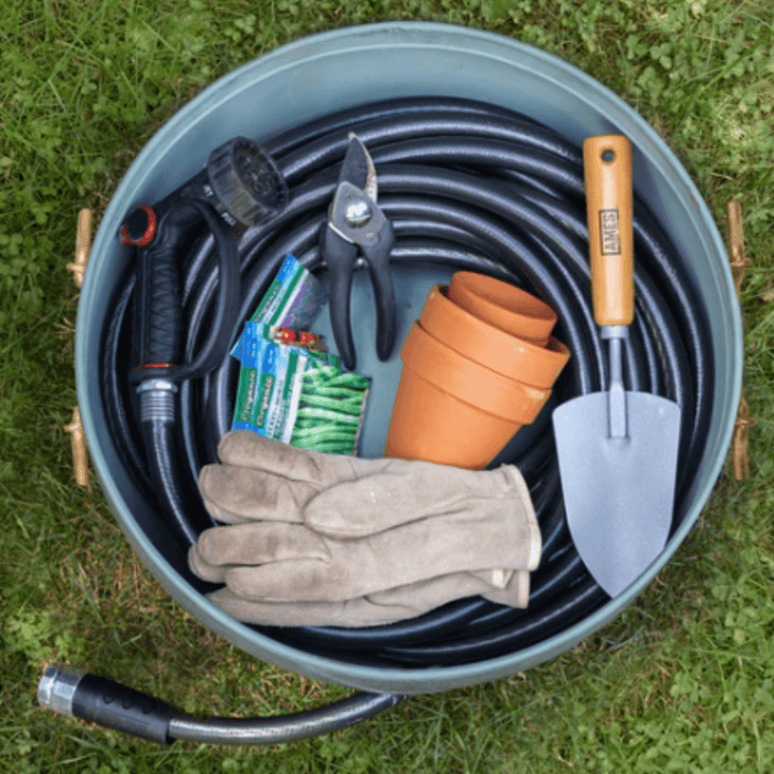 Verdigris & Brass Hose Pot with Lid - Garden Tools & Accessories - The Well Appointed House