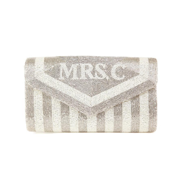 Vertical Striped Beaded Mrs. Envelope Style Clutch - Gifts for Her - The Well Appointed House