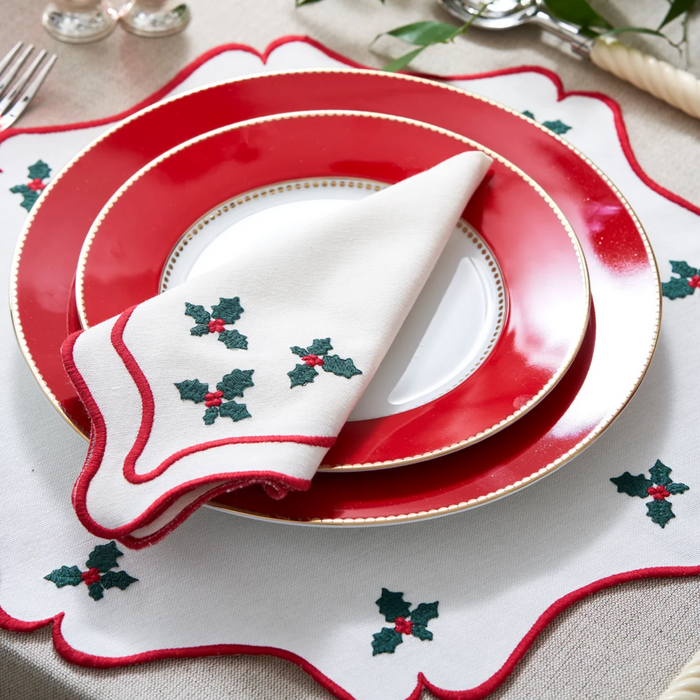 Vintage Holly Placemat & Napkin Set - The Well Appointed House