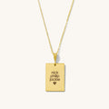 The Walker necklace with a rectangular engraved pendant in 14k gold fill