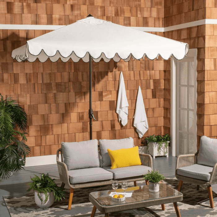 White 7.5 Ft Square Crank Market Umbrella - Outdoor Umbrellas - The Well Appointed House