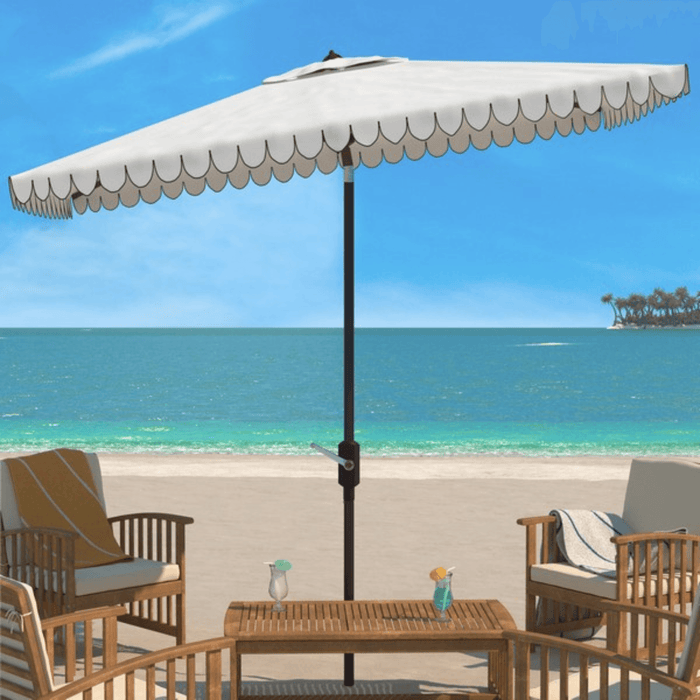 White 7.5 Ft Square Crank Market Umbrella - Outdoor Umbrellas - The Well Appointed House