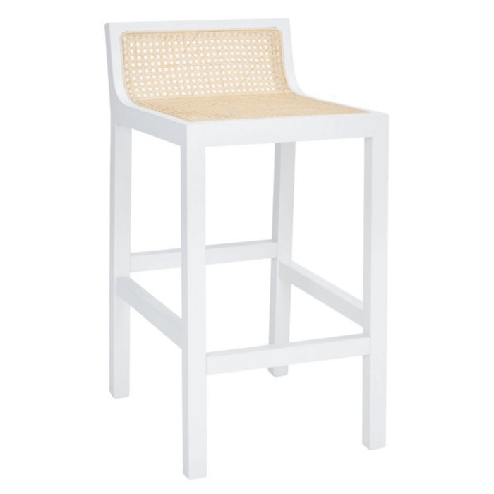 White Beech Wood Bar Stool With Cane Seat - Bar & Counter Stools -  The Well Appointed House