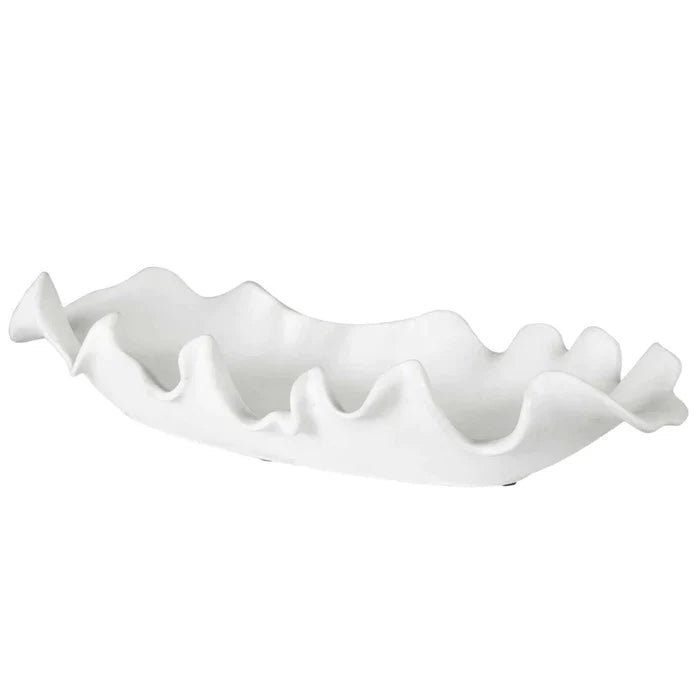 White Ceramic Bowl With Curved Edges - Decorative Bowls - The Well Appointed House