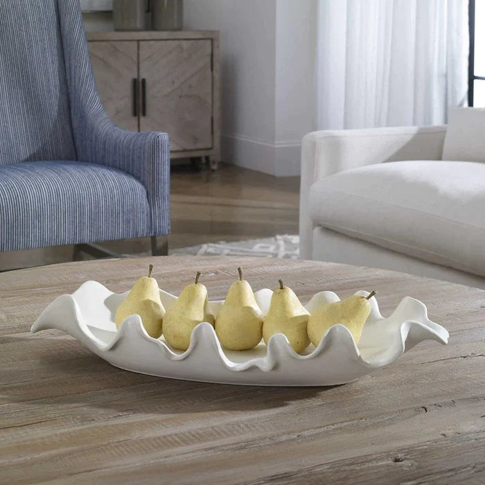 White Ceramic Bowl With Curved Edges - Decorative Bowls - The Well Appointed House