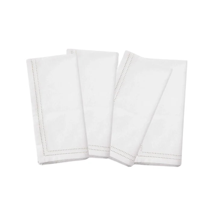 White Cocktail Napkins with Double Eyelet Border - Cocktail Napkins - The Well Appointed House